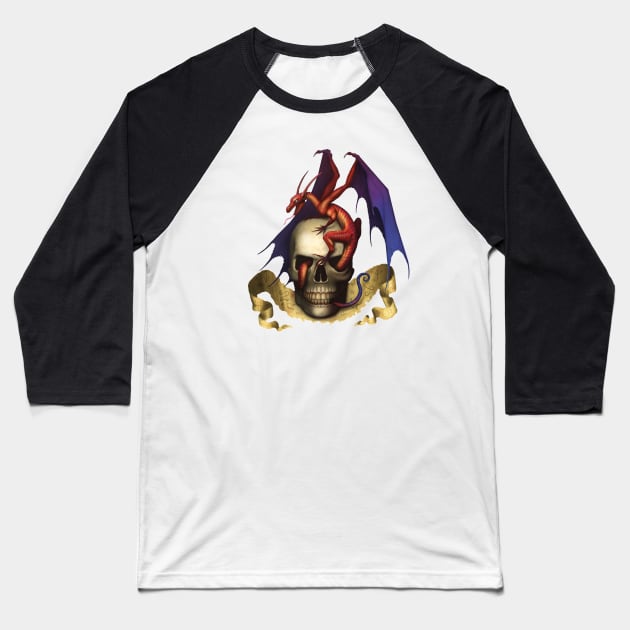 Skull Dragon Baseball T-Shirt by Daniel Ranger